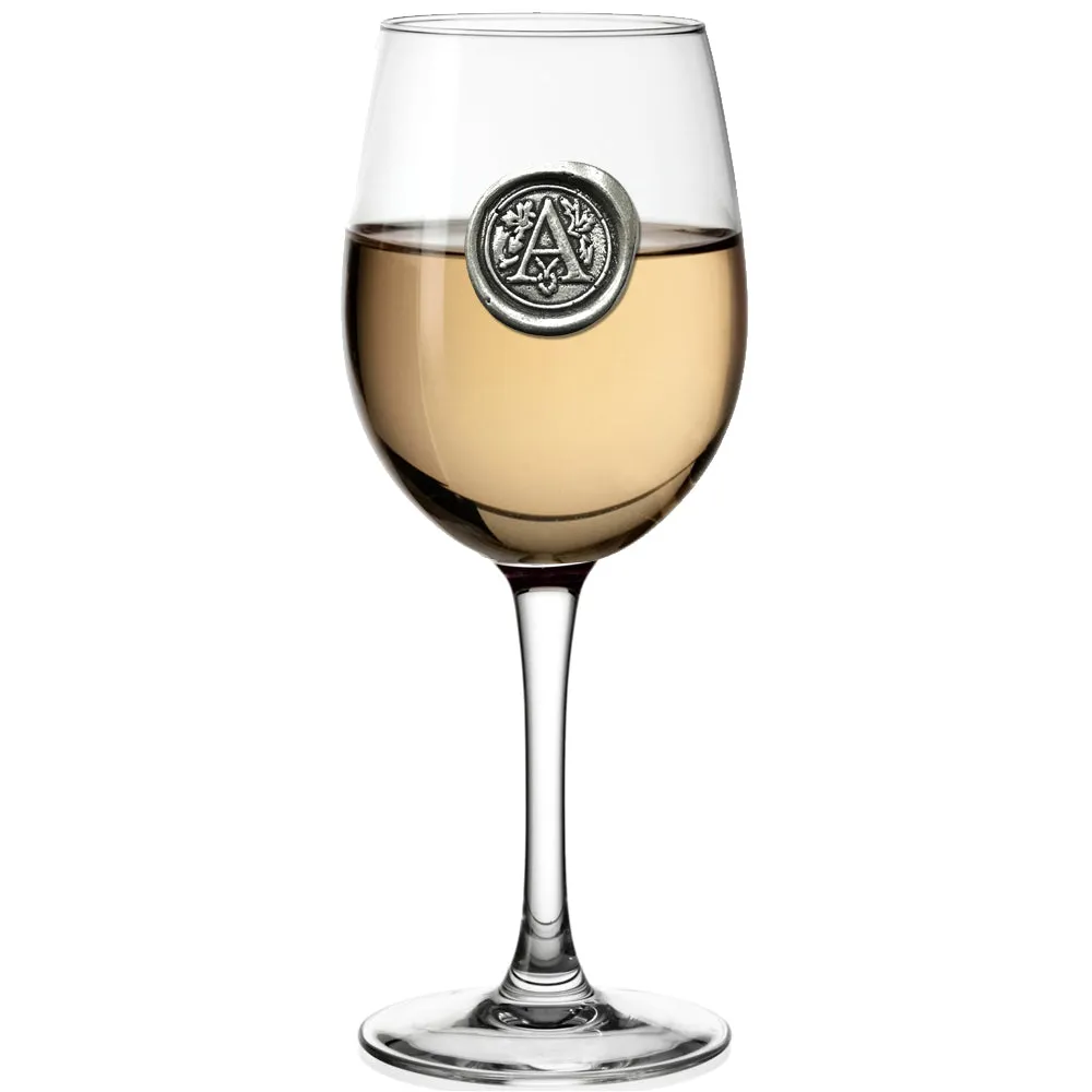 Monogram Wine Glass Personalised Gift With Pewter Initial