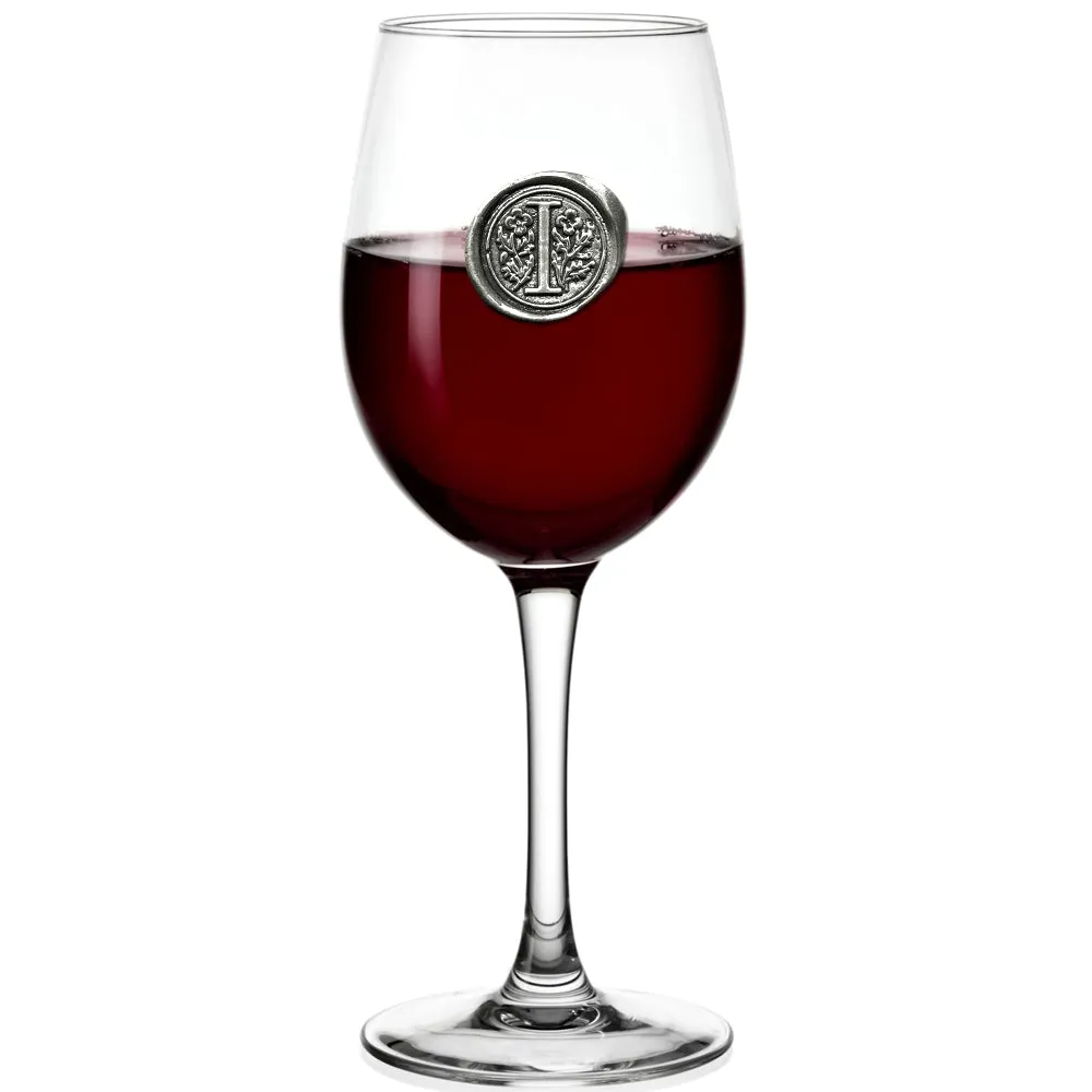 Monogram Wine Glass Personalised Gift With Pewter Initial