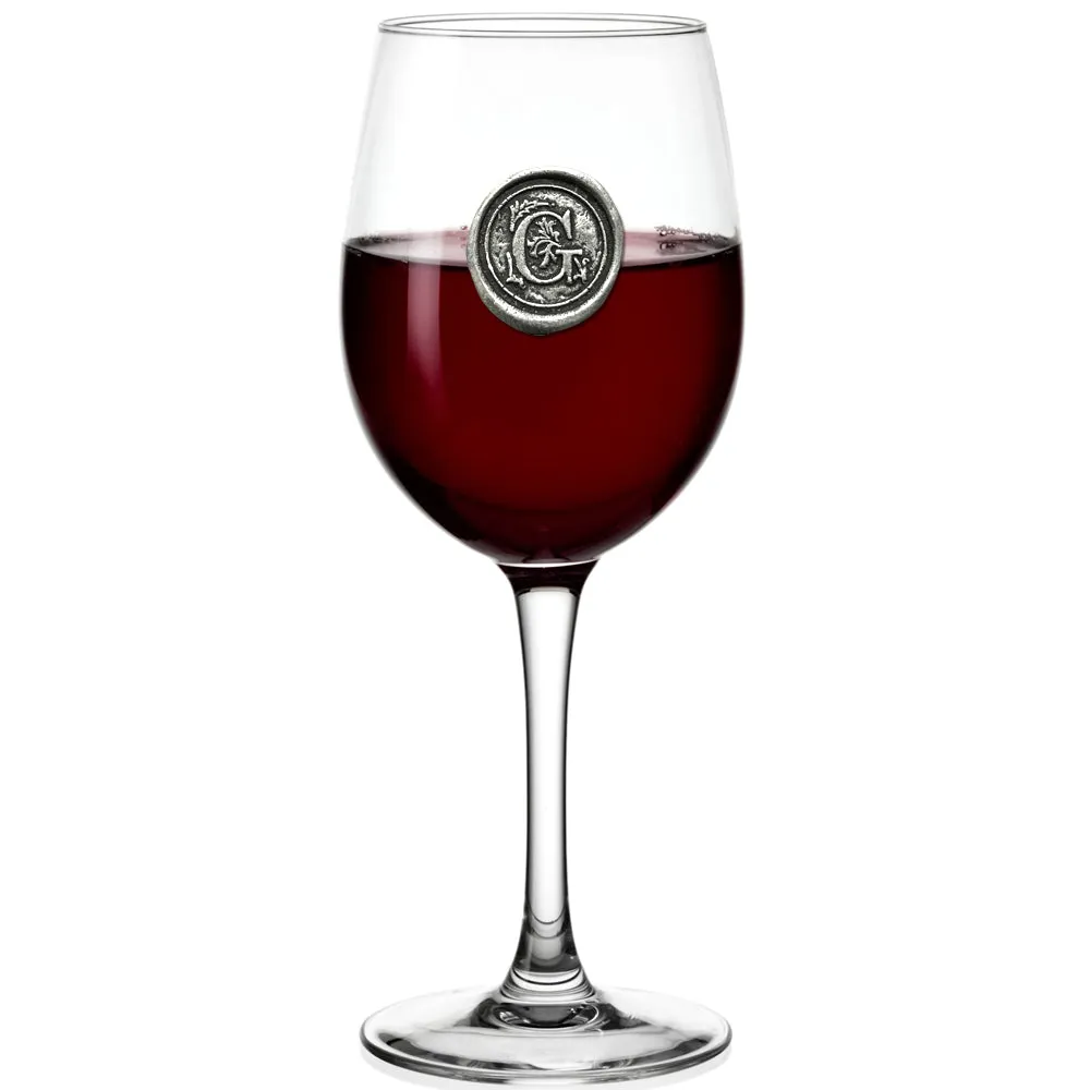 Monogram Wine Glass Personalised Gift With Pewter Initial