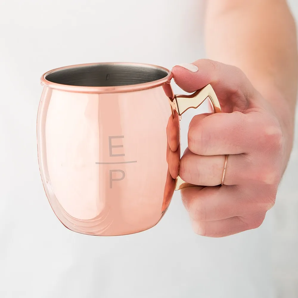 PERSONALIZED COPPER MOSCOW MULE DRINK MUG - STACKED MONOGRAM ETCHING