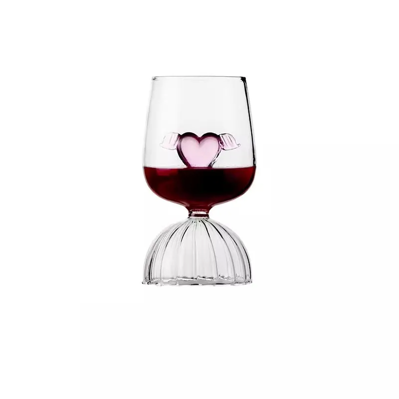 Pink love heart goblet wine glasses (1 pair)