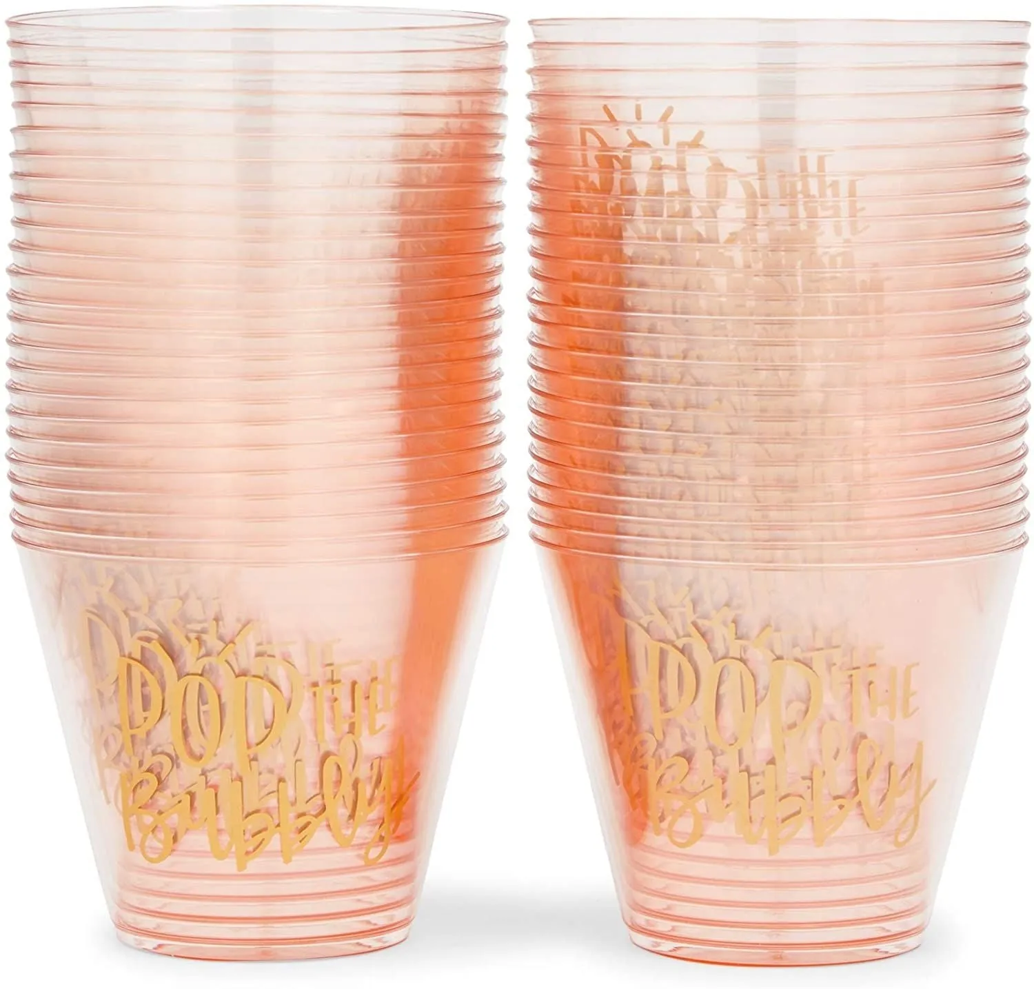 Plastic Wine Cups for Bridal Shower, Pop the Bubbly (9 oz, 50 Pack)