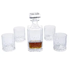 Regal Trunk Whiskey Decanter Set 25oz  Elegant Crystal Barware With 4 Glasses