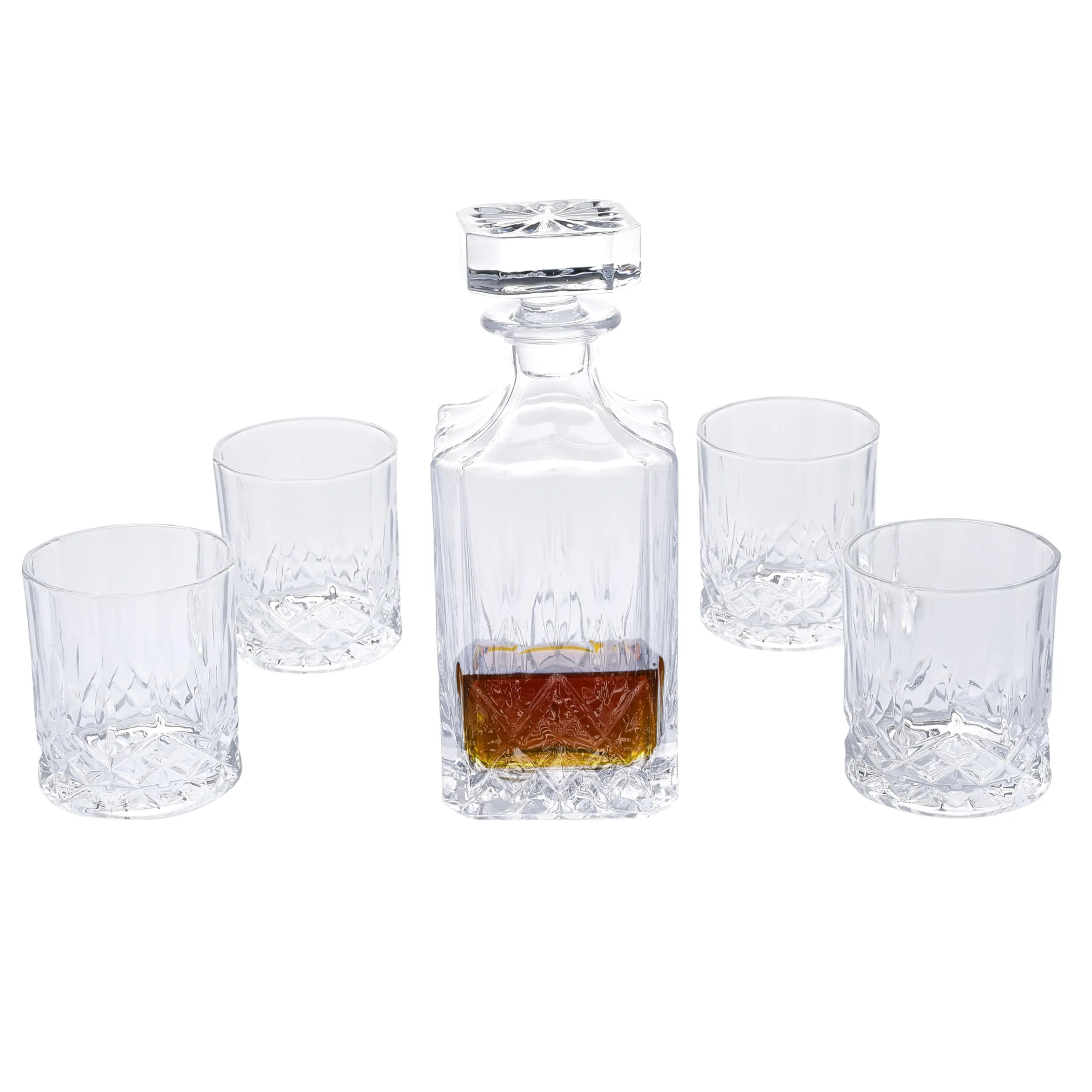 Regal Trunk Whiskey Decanter Set 25oz  Elegant Crystal Barware With 4 Glasses