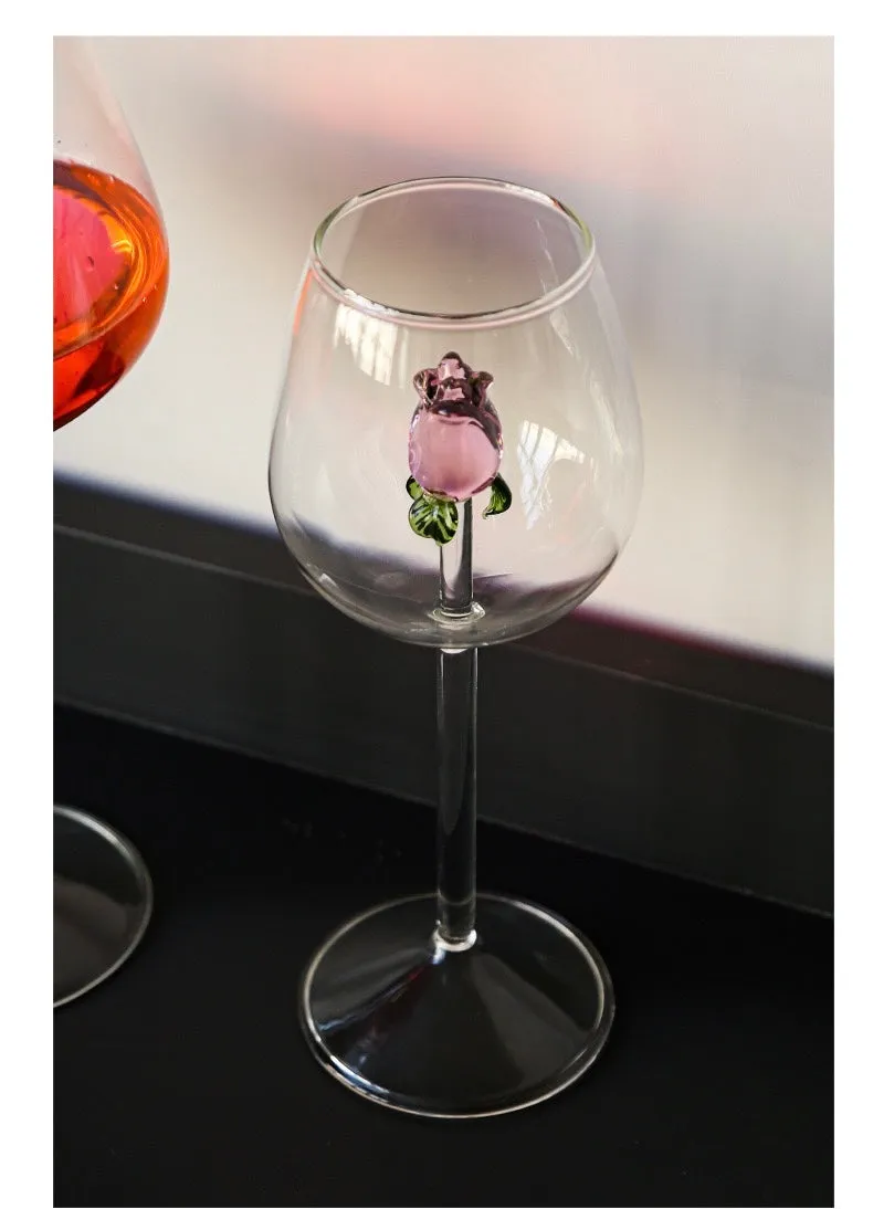 ROSE SHAPED HAND MADE WINE GLASS - Set of 2