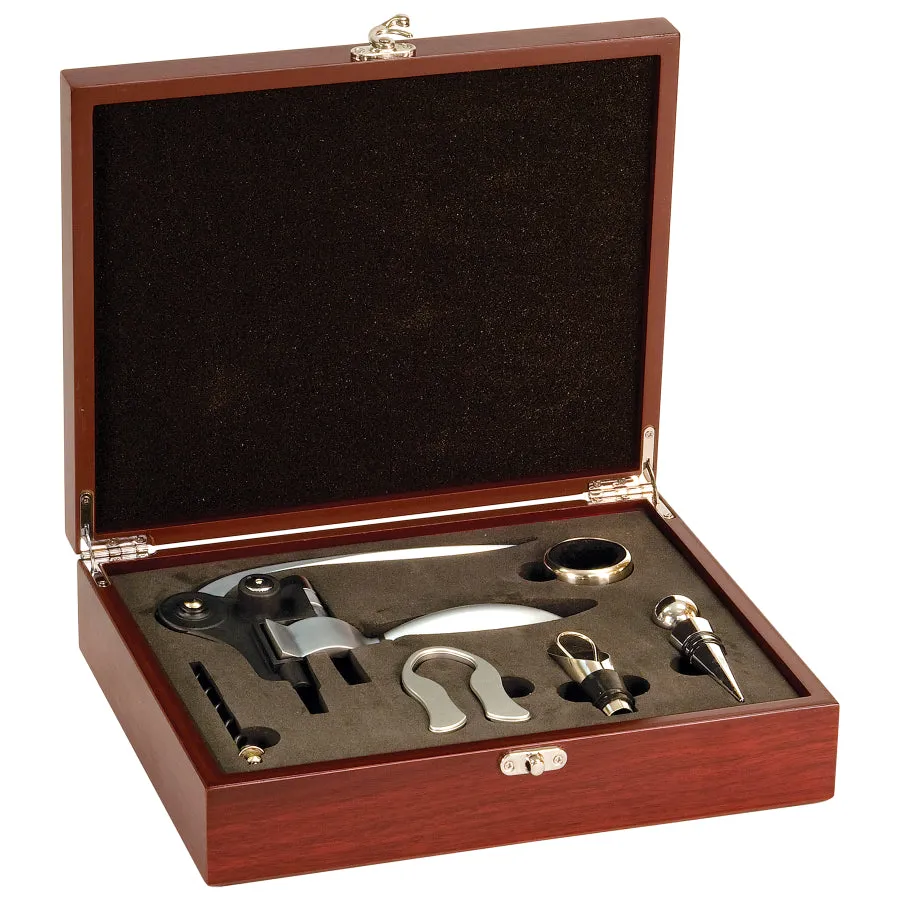 Rosewood Finish 5-Piece Wine Tool Gift Set