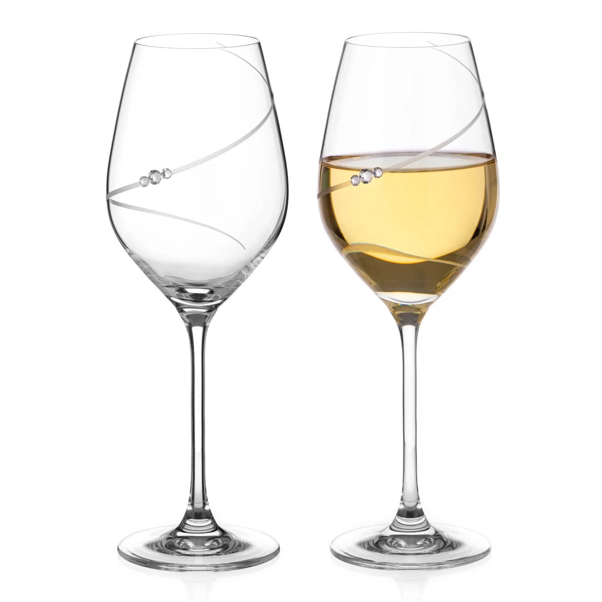 Silhouette White Wine Glasses Adorned with Swarovski® Crystals – Set of 2 - Made In United Kingdom