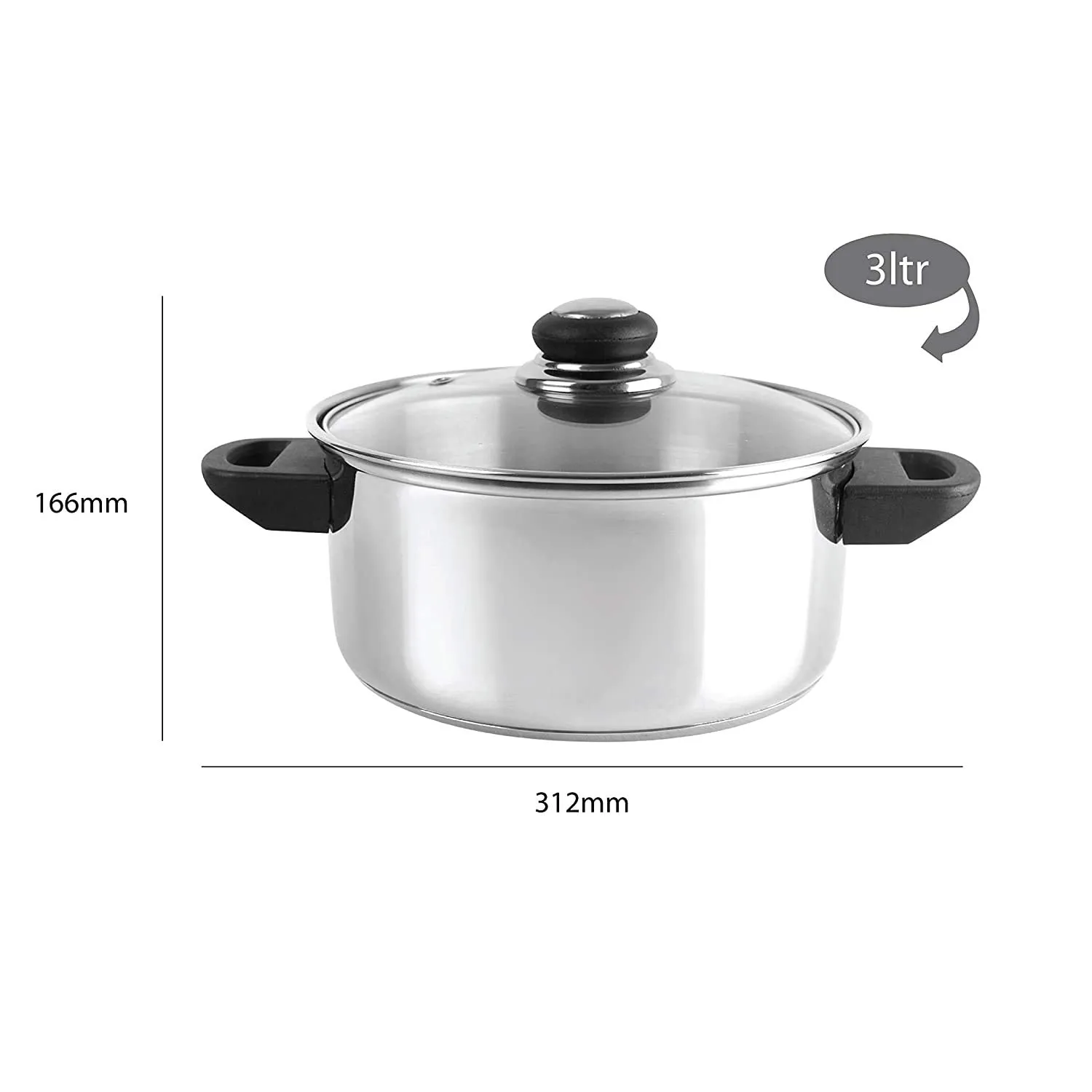 Steelox Induction Base Stainless Steel Casserole with Lid