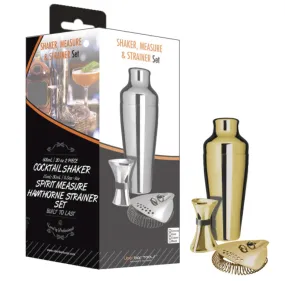 Uber SHAKER, MEASURE & STRAINER SET Gold