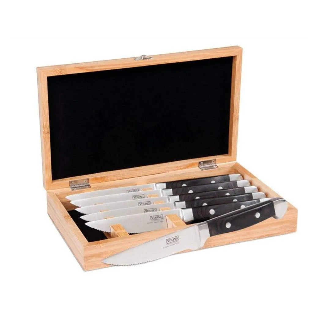 Viking Professional 6-Piece Steak Knife Set in Bamboo Box