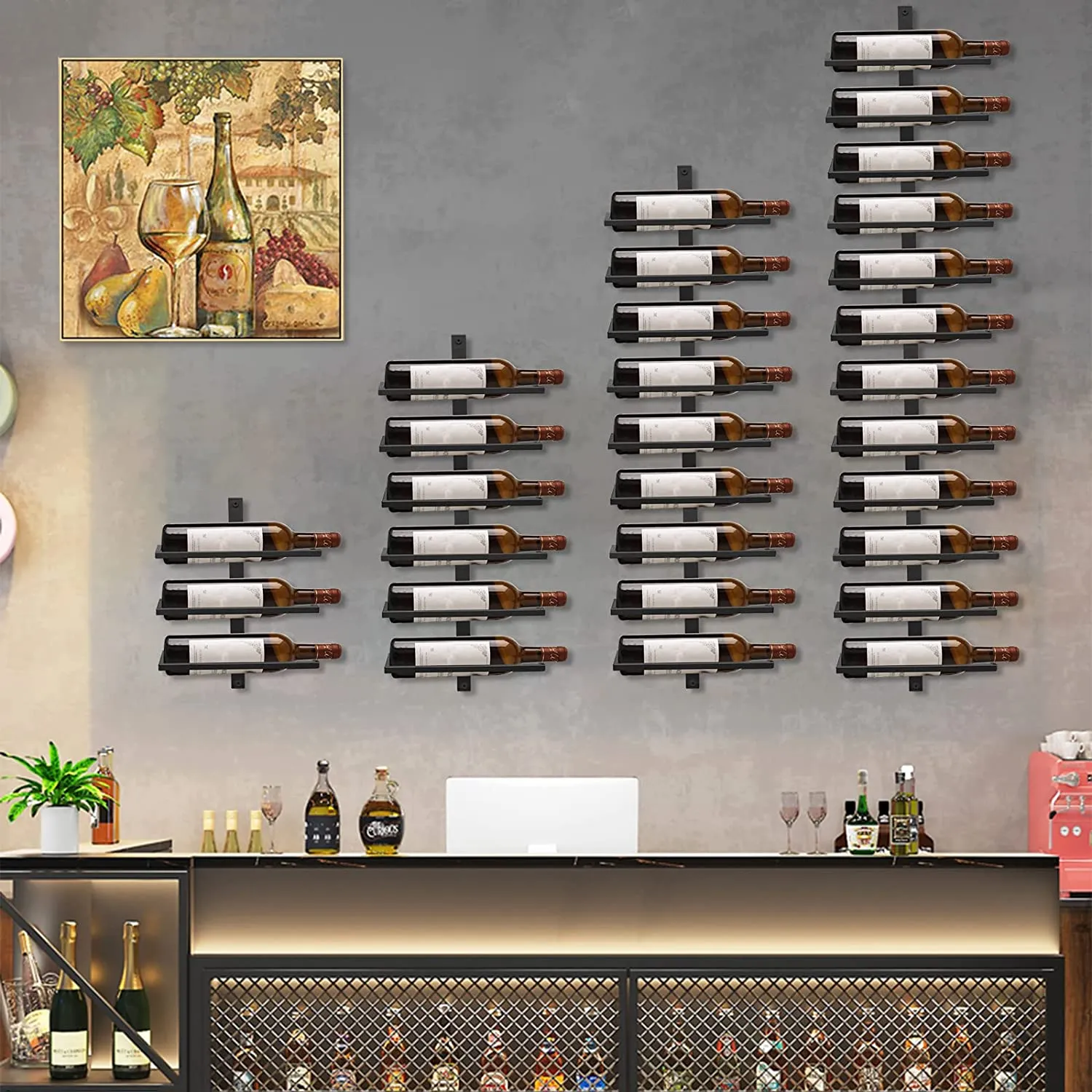 Wall Mounted Wine Bottle Rack Holder Organizer-6 Bottle