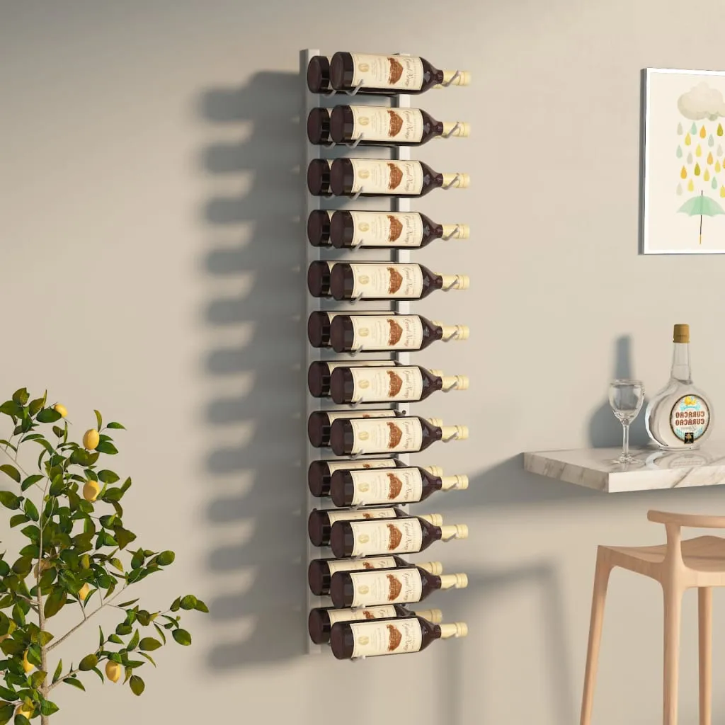 Wall Mounted Wine Rack for 24 Bottles White Iron