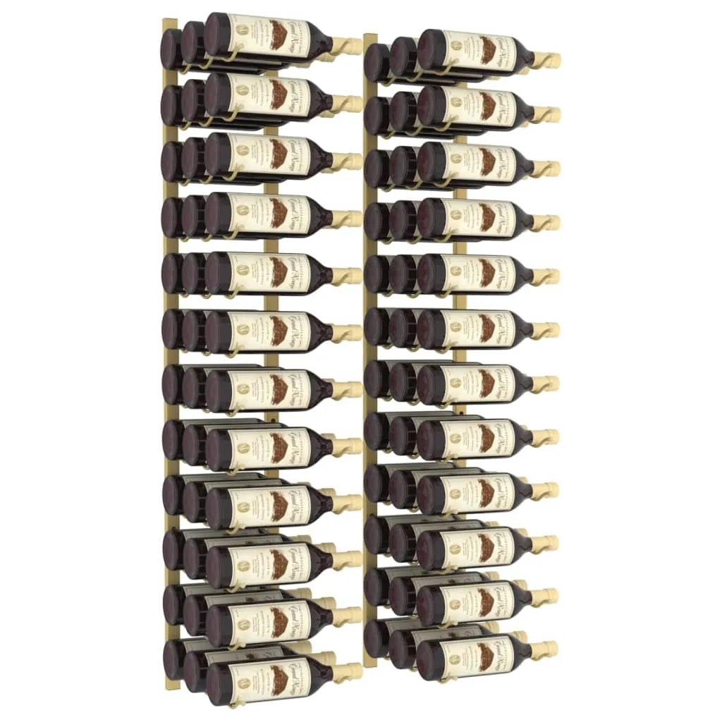 Wall Mounted Wine Rack for 36 Bottles 2 pcs Gold Iron