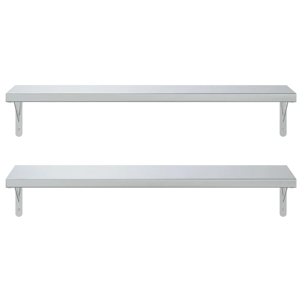 Wall Shelves 2 pcs 100x30 cm Silver Stainless Steel