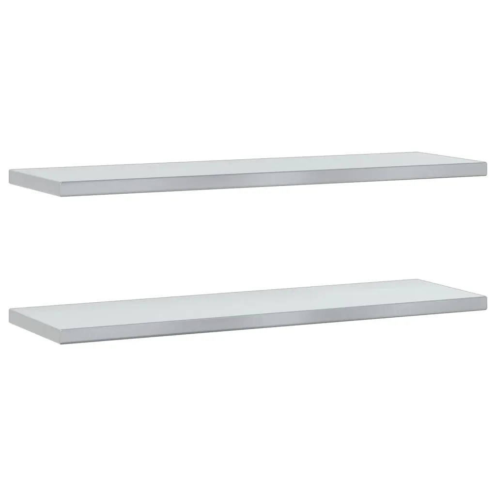 Wall Shelves 2 pcs 100x30x3 cm Silver Stainless Steel