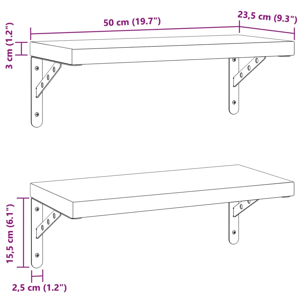 Wall Shelves 2 pcs 50x23.5 cm Silver Stainless Steel