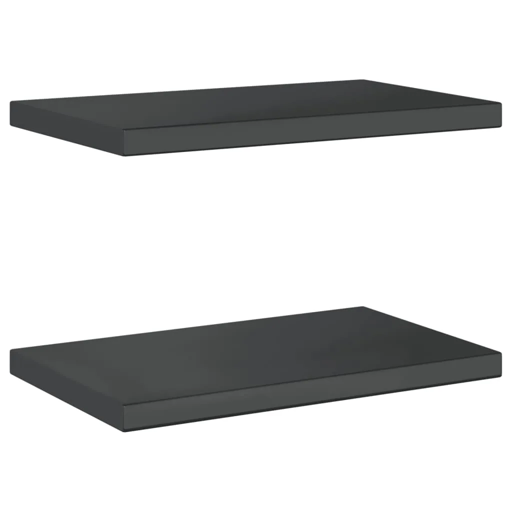 Wall Shelves 2 pcs 50x30x3 cm Black Stainless Steel