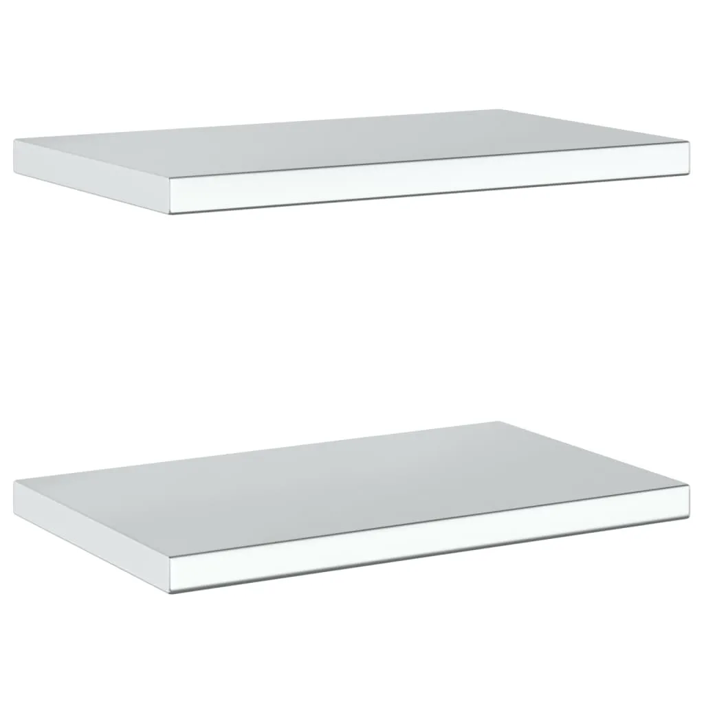 Wall Shelves 2 pcs 50x30x3 cm Silver Stainless Steel