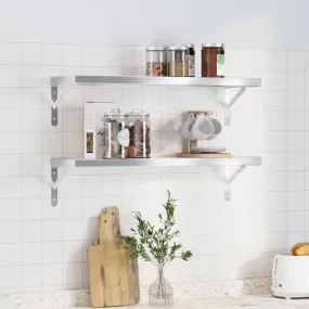 Wall Shelves 2 pcs 75x23.5 cm Silver Stainless Steel