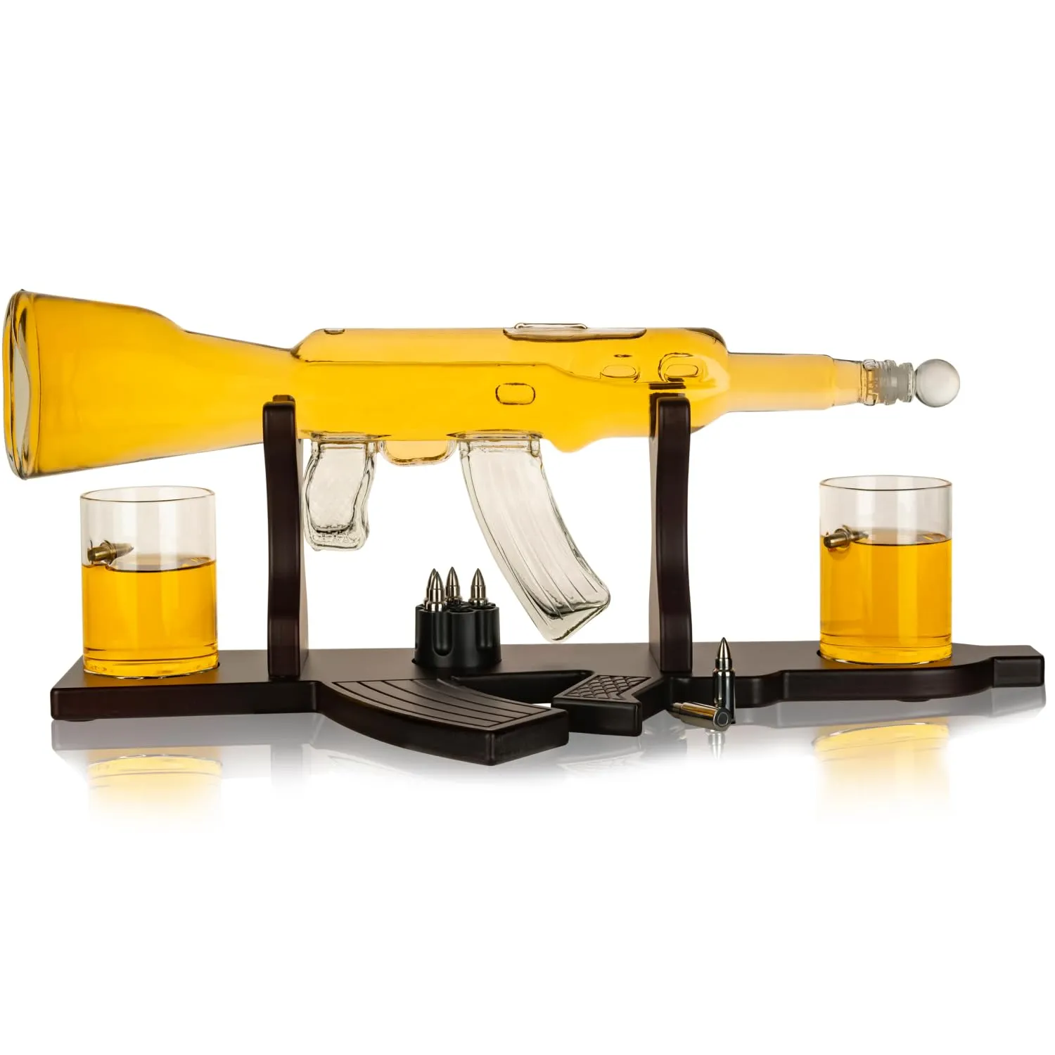 Whiskey Gun Rifle Decanter Set - Glass Holder, Whiskey Dispenser Gun Decanter