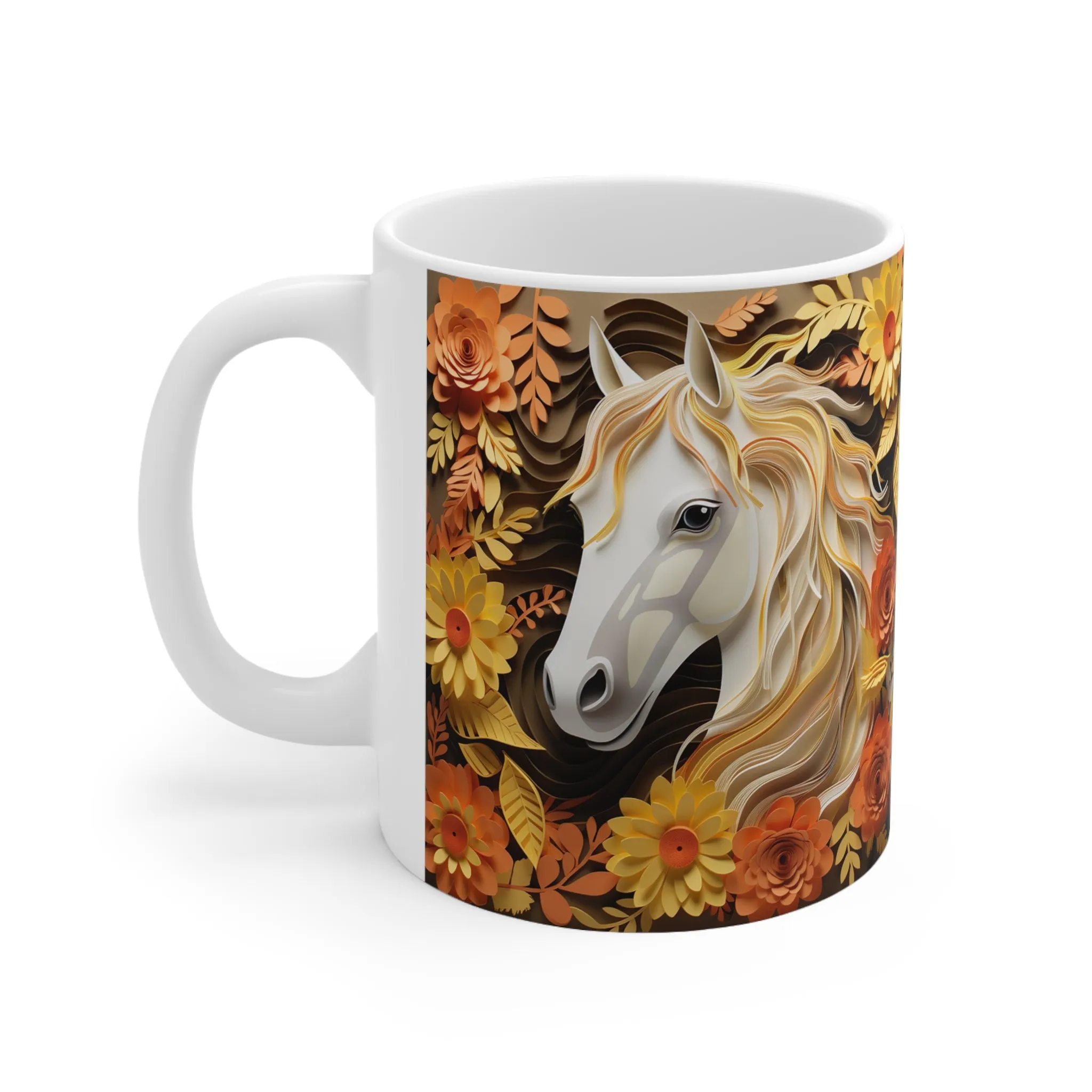 WHITE HORSE IN SUNFLOWER HORSE MUG - MUGSCITY - Free Shipping